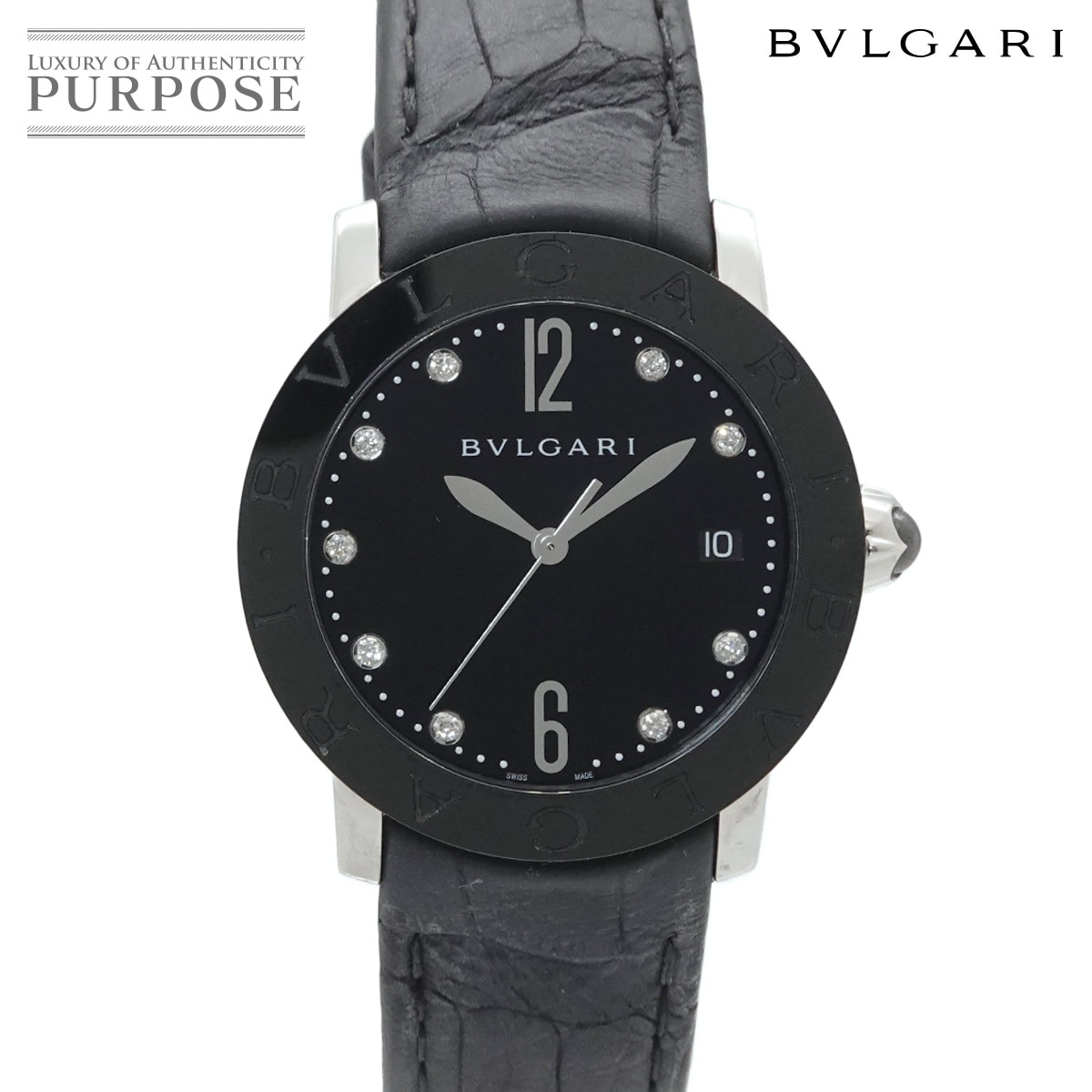 BVLGARI ブルガリブルガリ BBL37SC メンズ 腕時計 9P ダイヤ デイト ブラック オートマ 自動巻き ウォッチ BVLGARIBVLGARI ブルガリ 90339027