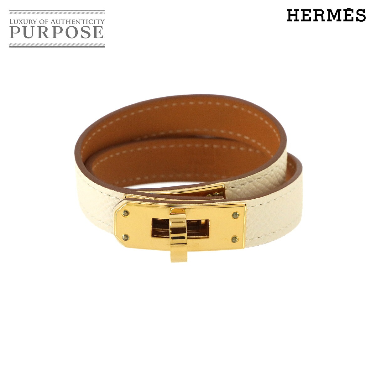 HERMES ケリー ドゥブルトゥール ブレスレット エプソン ナタ Z刻印 T2 ゴールド 金具 Kelly Double Tour エルメス 90331070