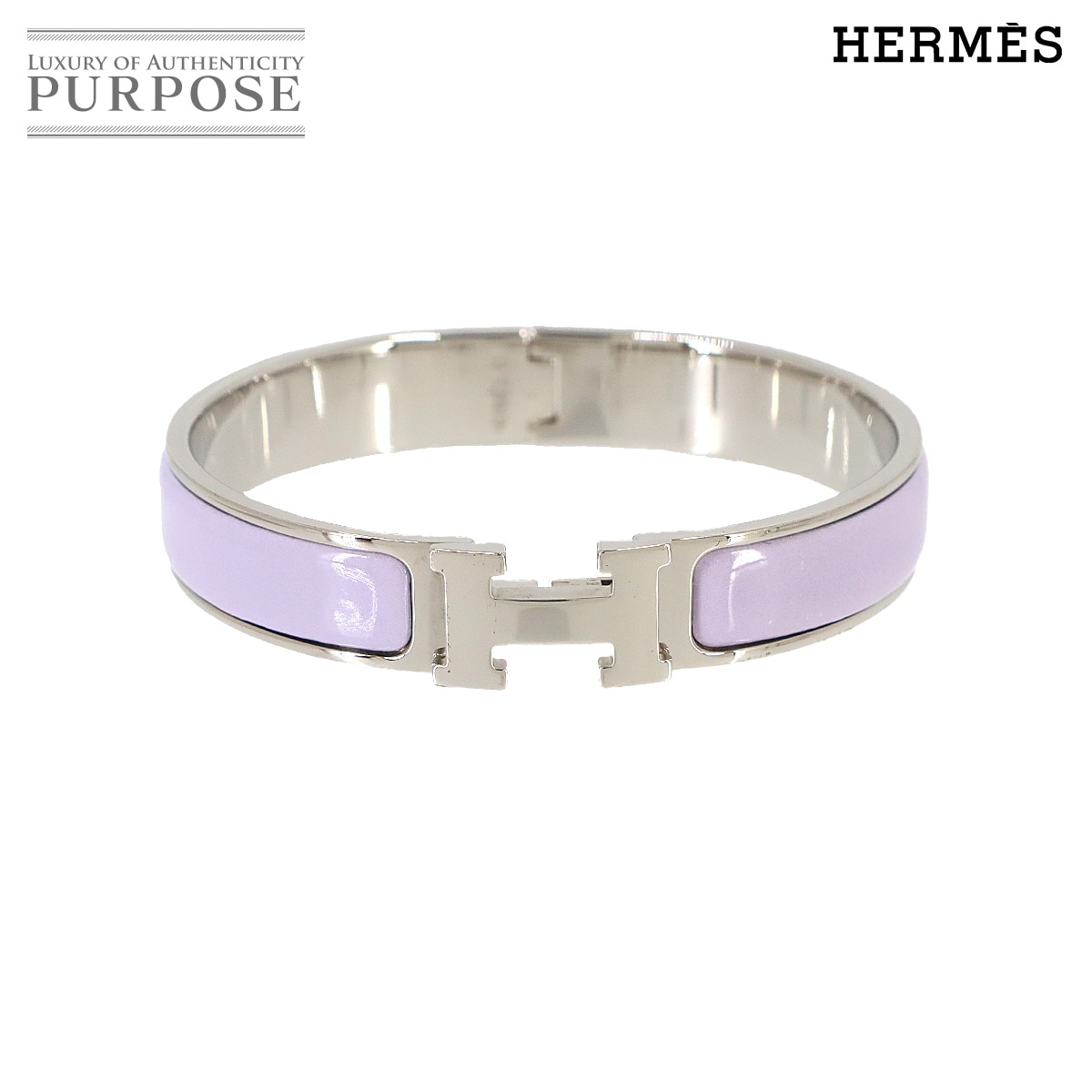 HERMES クリックH GM バングル パープル シルバー アクセサリー Clic H PM エルメス 90333031