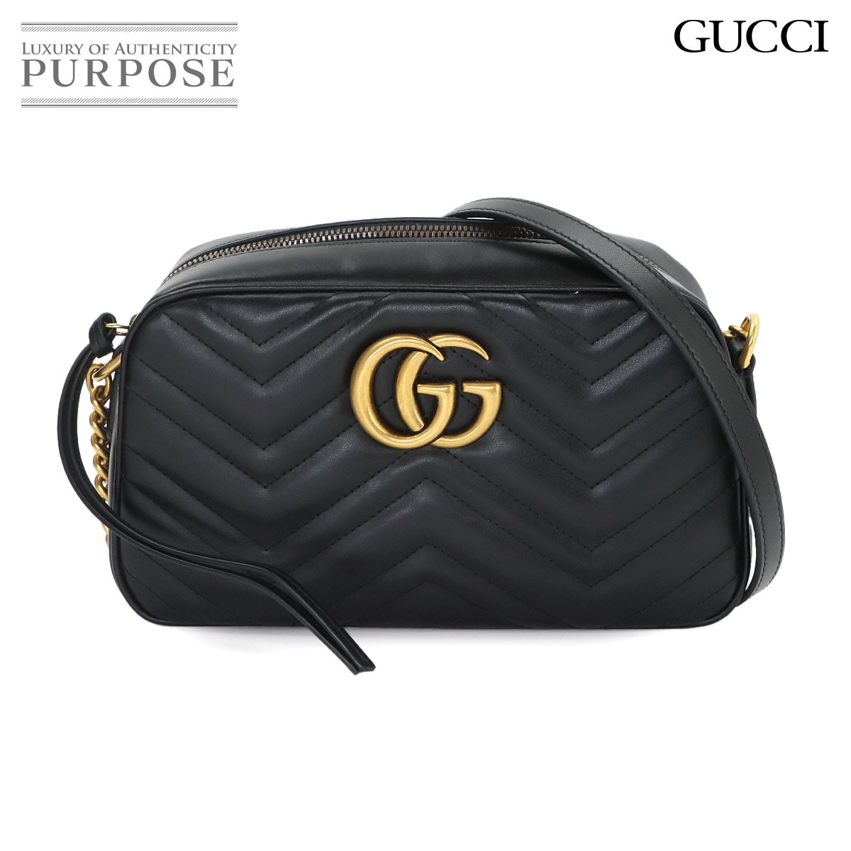 GUCCI GGマーモント チェーン ショルダー バッグ レザー ブラック 447632 GG Marmont Bag グッチ 90333885