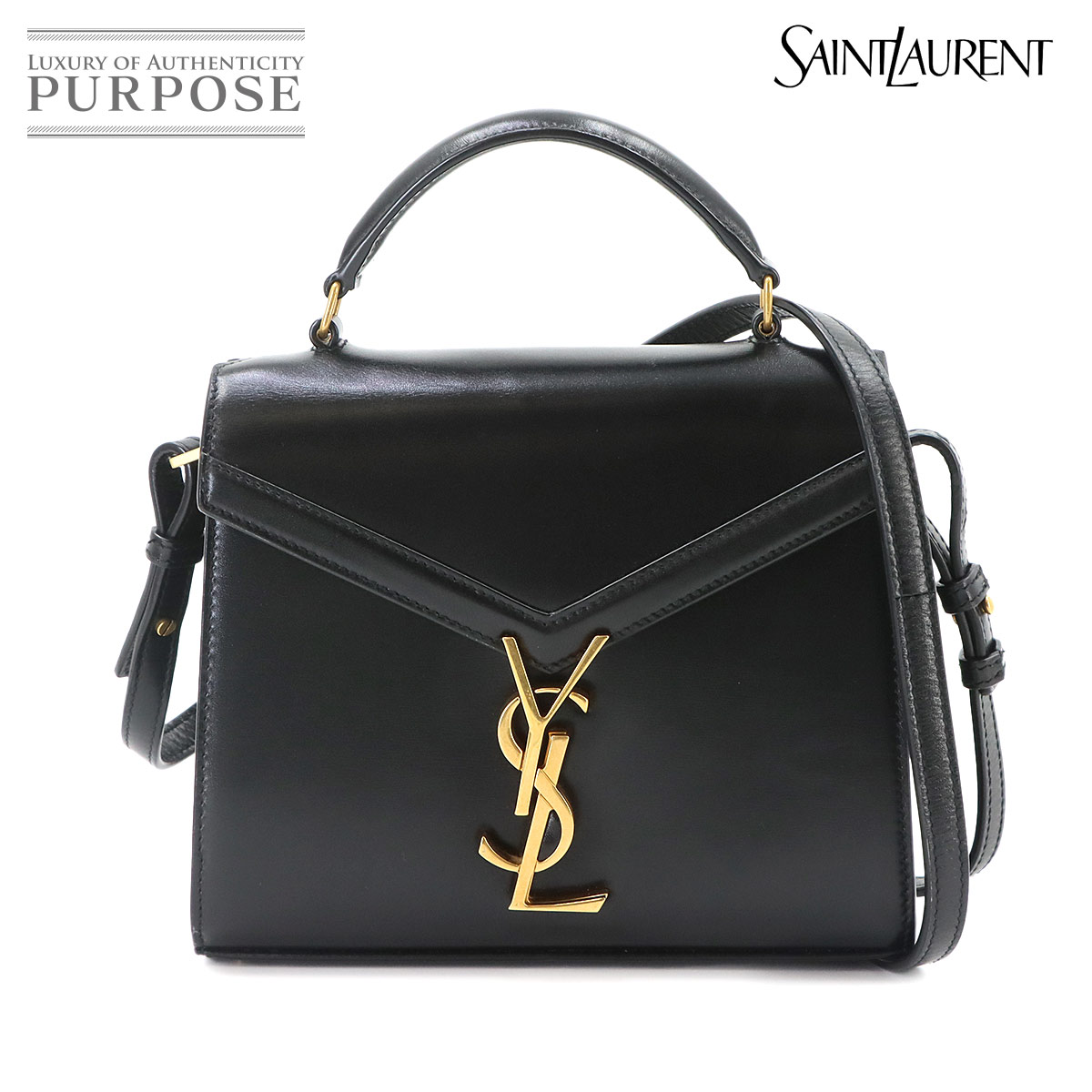 SAINT LAURENT カサンドラ トップハンドル ミニ 2way ハンド ショルダー バッグ レザー ブラック 623930 Cassandra Bag サンローラン 90335251