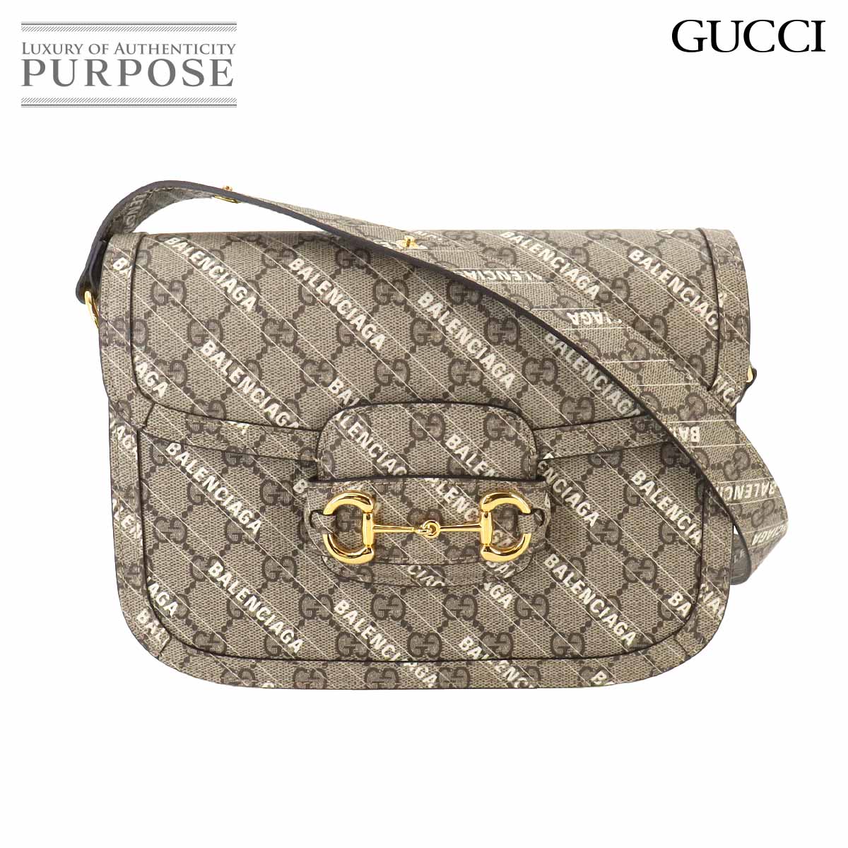 GUCCI バレンシアガ ハッカー ホースビット 1955 ショルダー バッグ GGスプリーム ベージュ ホワイト 602204 Hacker Horsebit 1955 Bag グッチ 90238500
