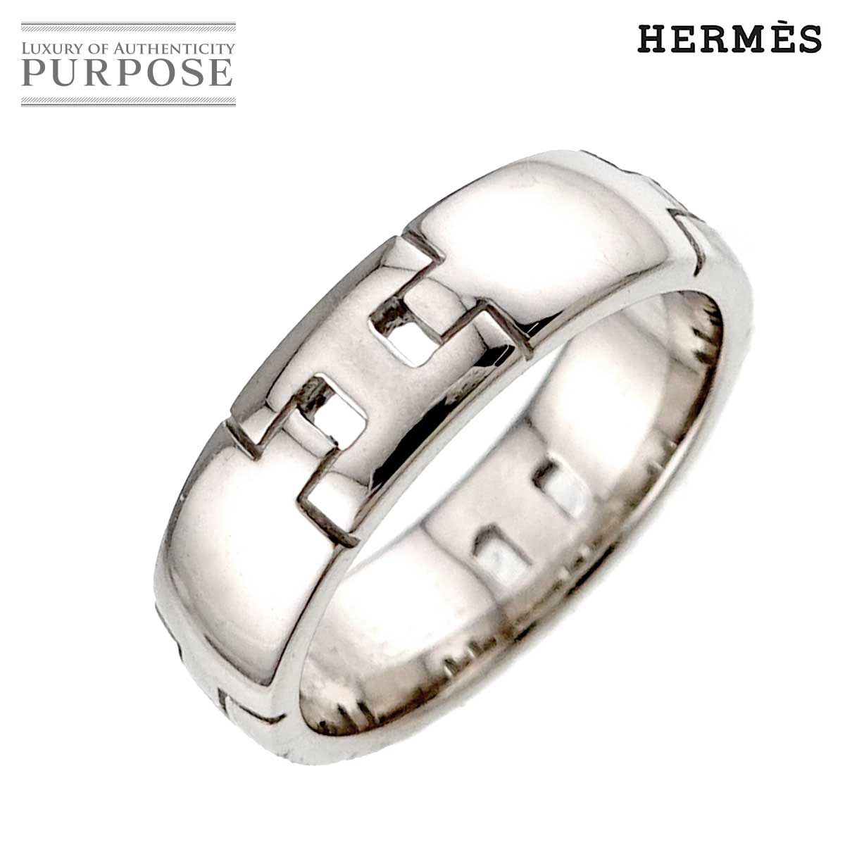 HERMES エヴァー ヘラクレス #49 リング K18 WG ホワイトゴールド 750 指輪 Hercules Ring エルメス 90333673