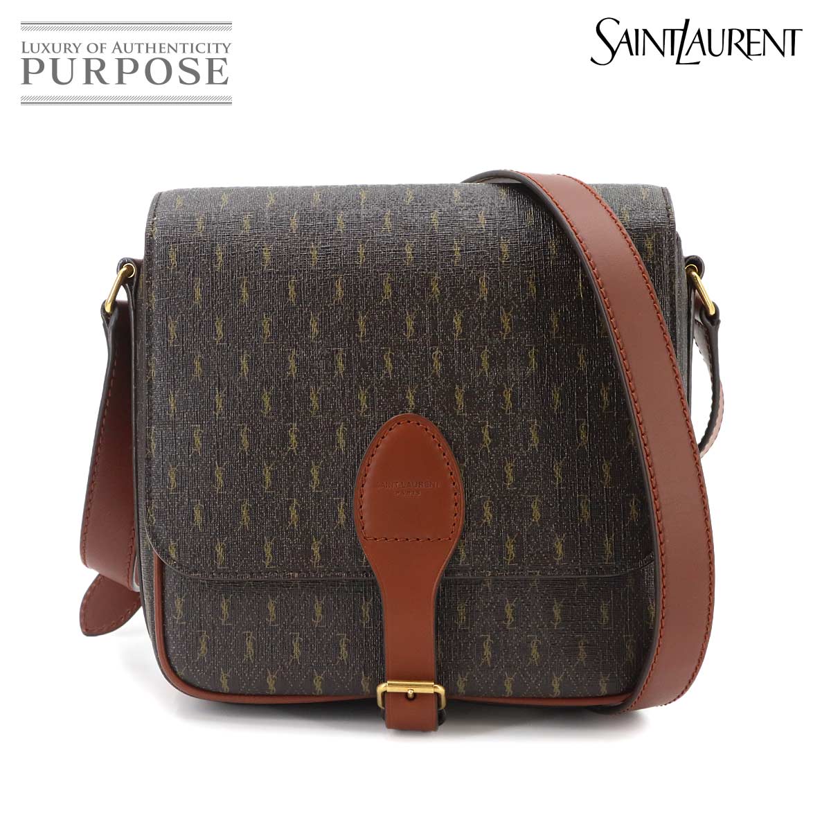 SAINT LAURENT ル モノグラム ミディアム サッチェル ショルダー バッグ レザー チェスナット 668582 ゴールド 金具 Le Monogramme Medium Satchel Shoulder Bag サンローラン 90335249
