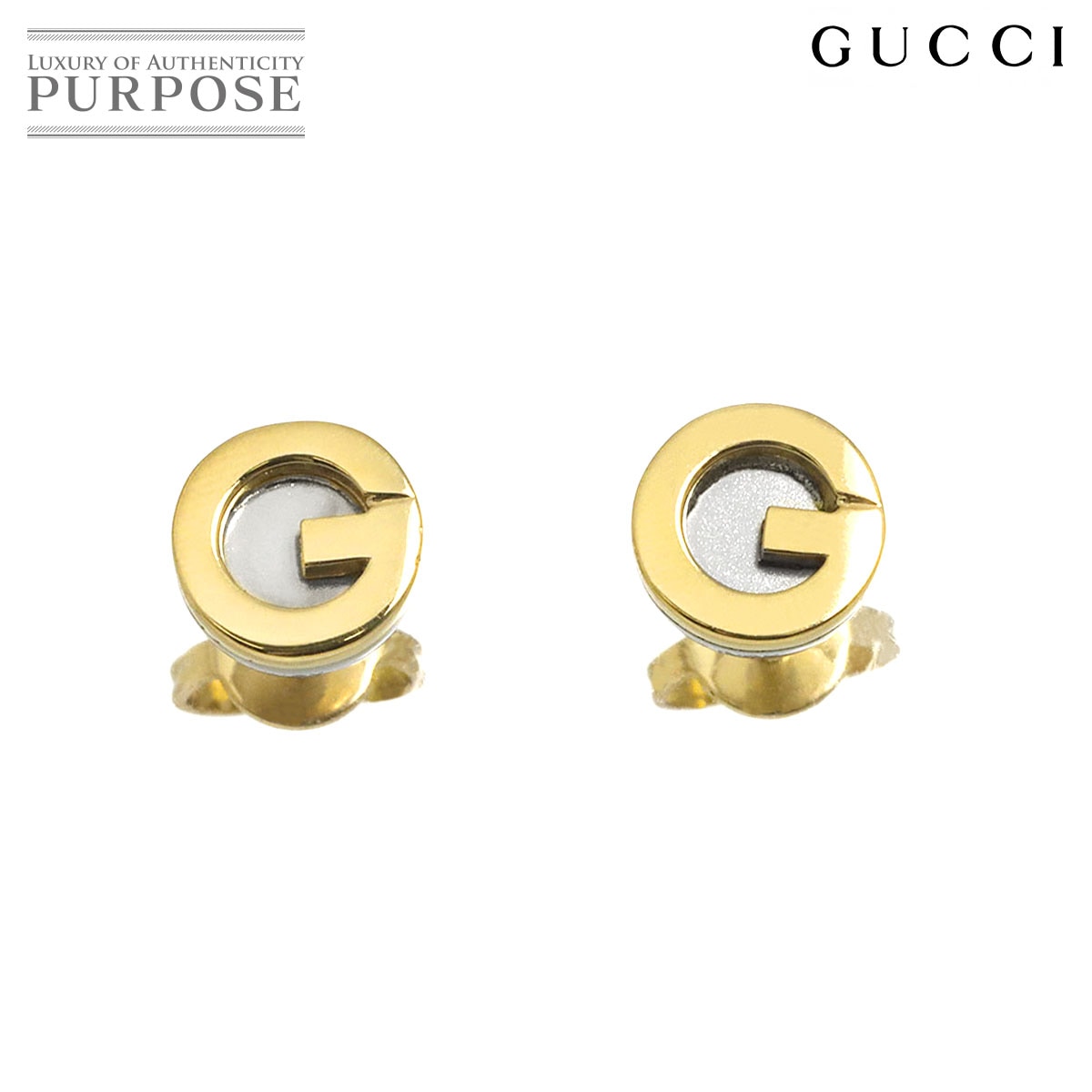 GUCCI G ロゴ ピアス K18 YG ステンレス イエローゴールド 750 Earrings Pierced グッチ 90329906