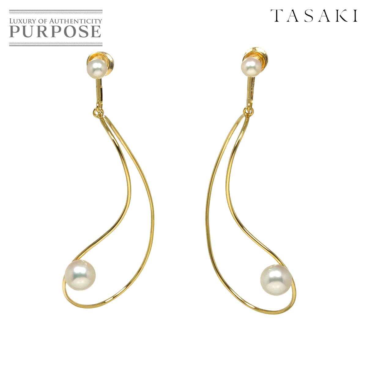 TASAKI アコヤ真珠 6.1-4.0mm イヤリング K14 YG イエローゴールド 585 パール 田崎真珠 Akoya Pearl Earrings タサキ 90330456