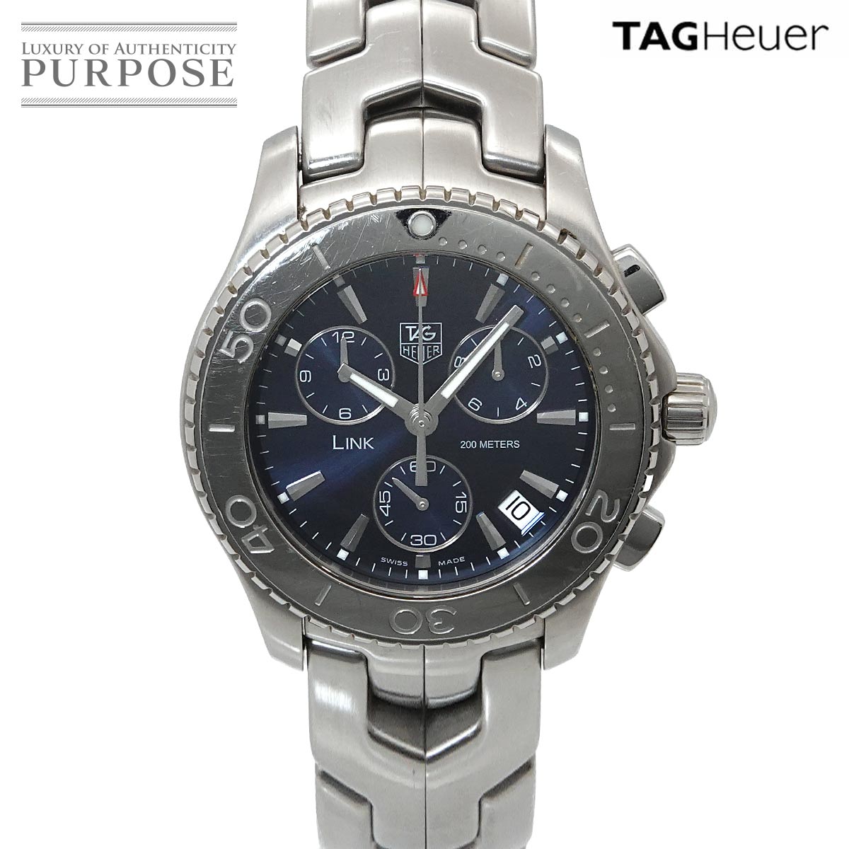 TAG Heuer リンク クロノグラフ CJ1112 メンズ 腕時計 デイト ネイビー クォーツ ウォッチ Link タグホイヤー 90336726