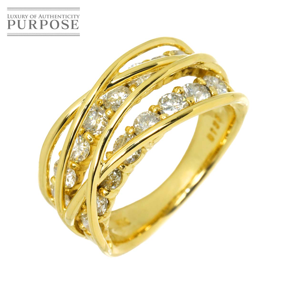 リング 10.5号 ダイヤ 1.36ct K18 YG イエローゴールド 750 指輪 Diamond Ring 90338404