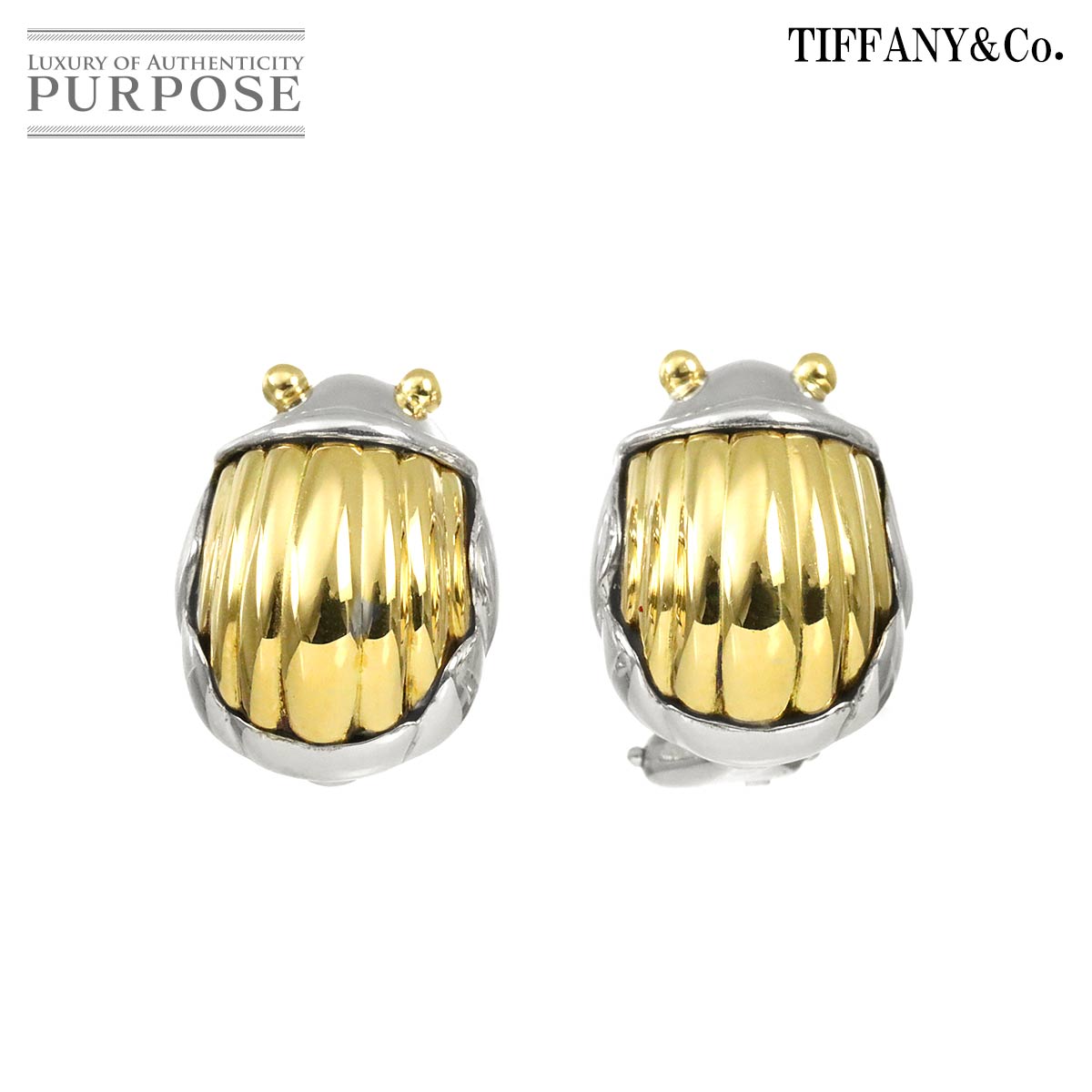 TIFFANY&CO. スカラベ イヤリング SV シルバー K18 YG イエローゴールド 925 750 Earrings Clip on ティファニー 90329881