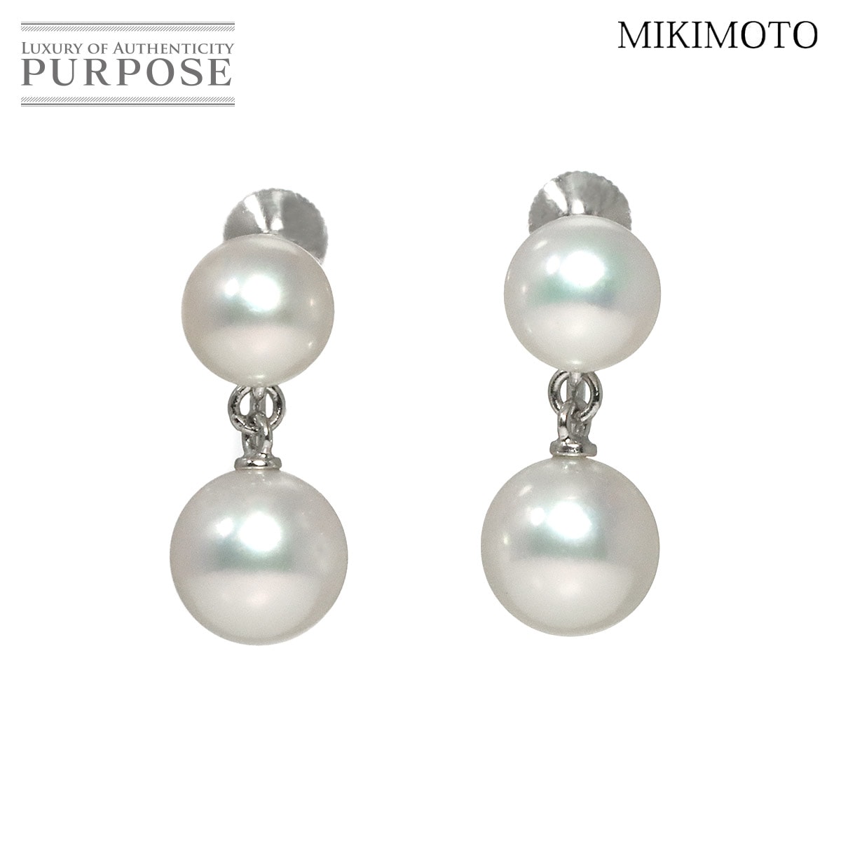 MIKIMOTO アコヤ真珠 8.3mm イヤリング K18 WG 750 ホワイトゴールド 