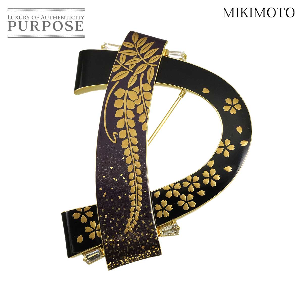 MIKIMOTO ダイヤ 0.79ct ブローチ K18 YG イエローゴールド 750 Brooch ミキモト 90332121