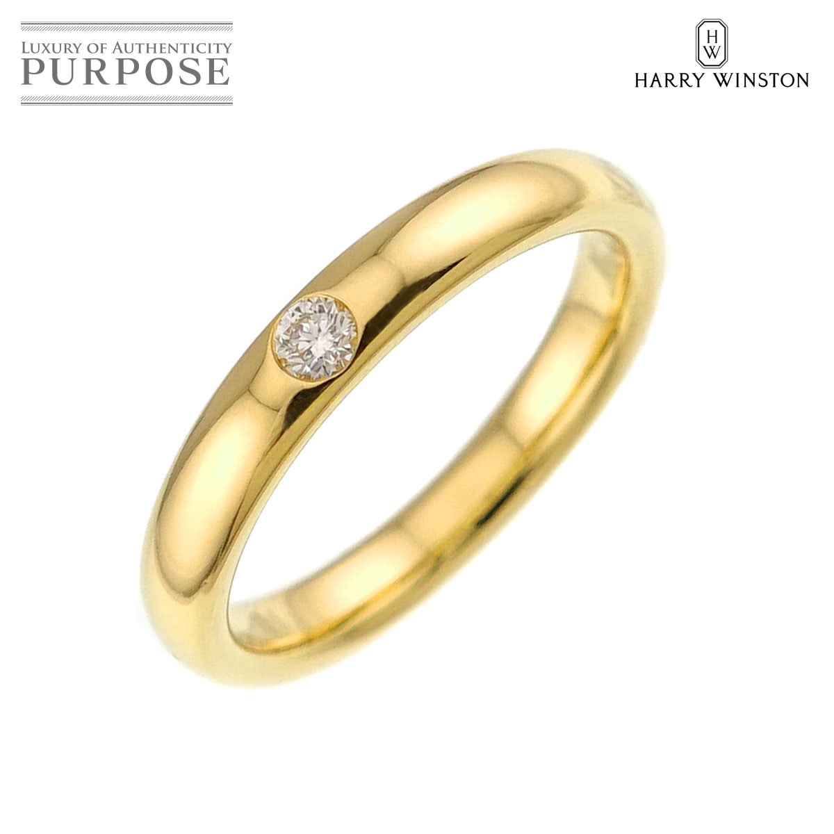 HARRY WINSTON ラウンド 8.5号 リング ダイヤ K18 YG イエローゴールド 750 指輪 Diamond Ring ハリーウィンストン 90336205