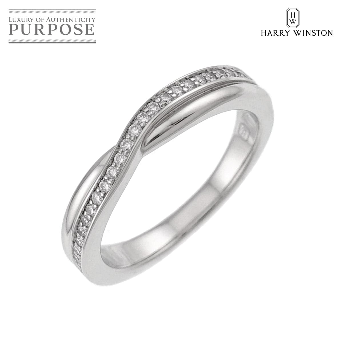 HARRY WINSTON トリスト ワンロウ バンド 9号 リング ダイヤ Pt プラチナ 指輪 Diamond Ring ハリーウィンストン 90336253