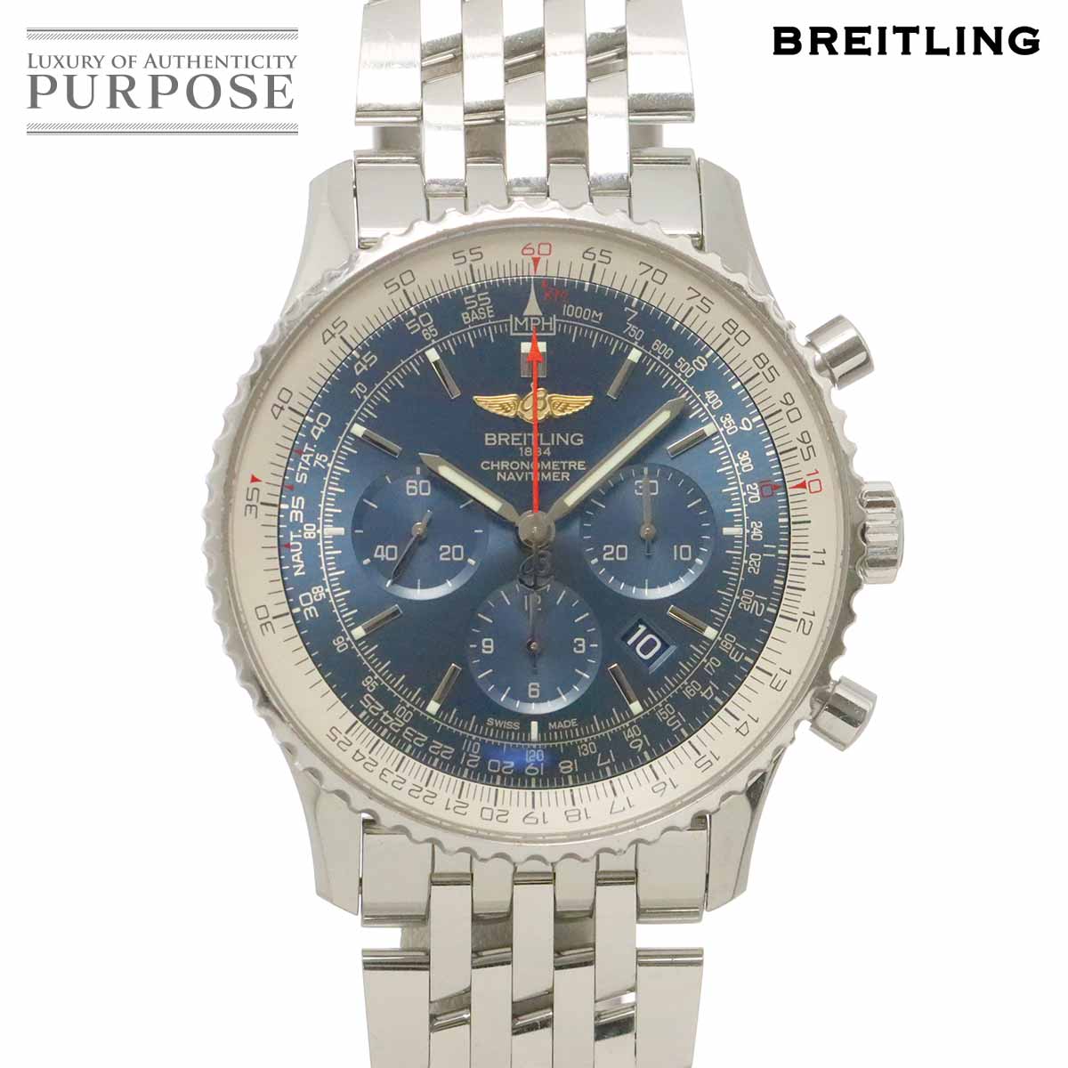 BREITLING ナビタイマー01 46 AB0127 クロノグラフ メンズ 腕時計 デイト ブルー オートマ 自動巻き ウォッチ Navitimer 01 ブライトリング 90338474