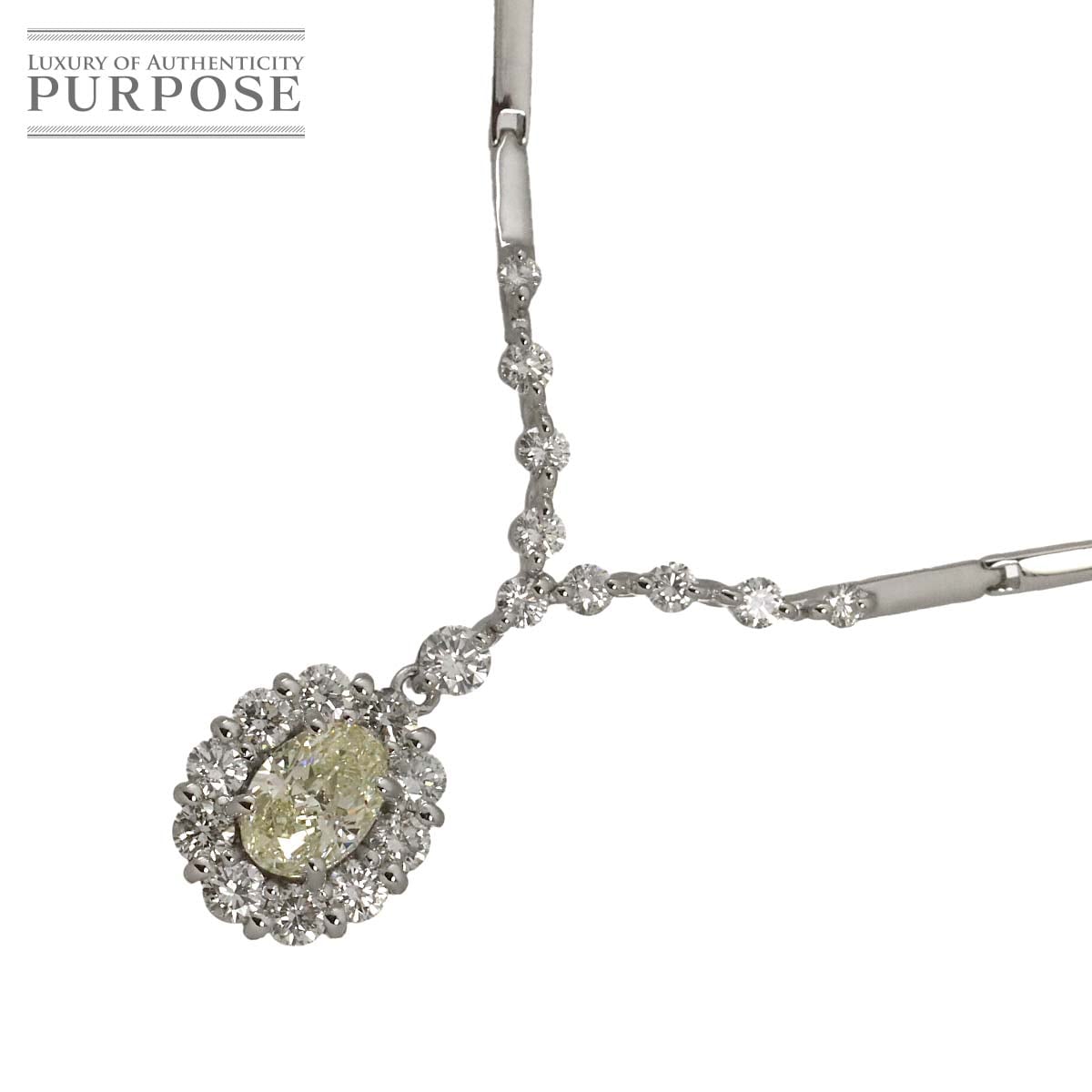 ダイヤ 1.006ct/1.30ct ネックレス 43cm K18 WG ホワイトゴールド 750 Diamond Necklace 90338060