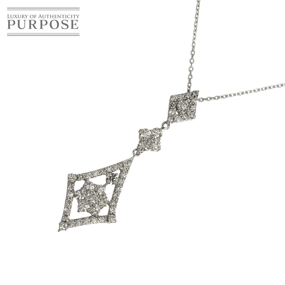 ダイヤ 1.00ct ネックレス 44.5cm K18 WG ホワイトゴールド 750 Diamond Necklace 90338078
