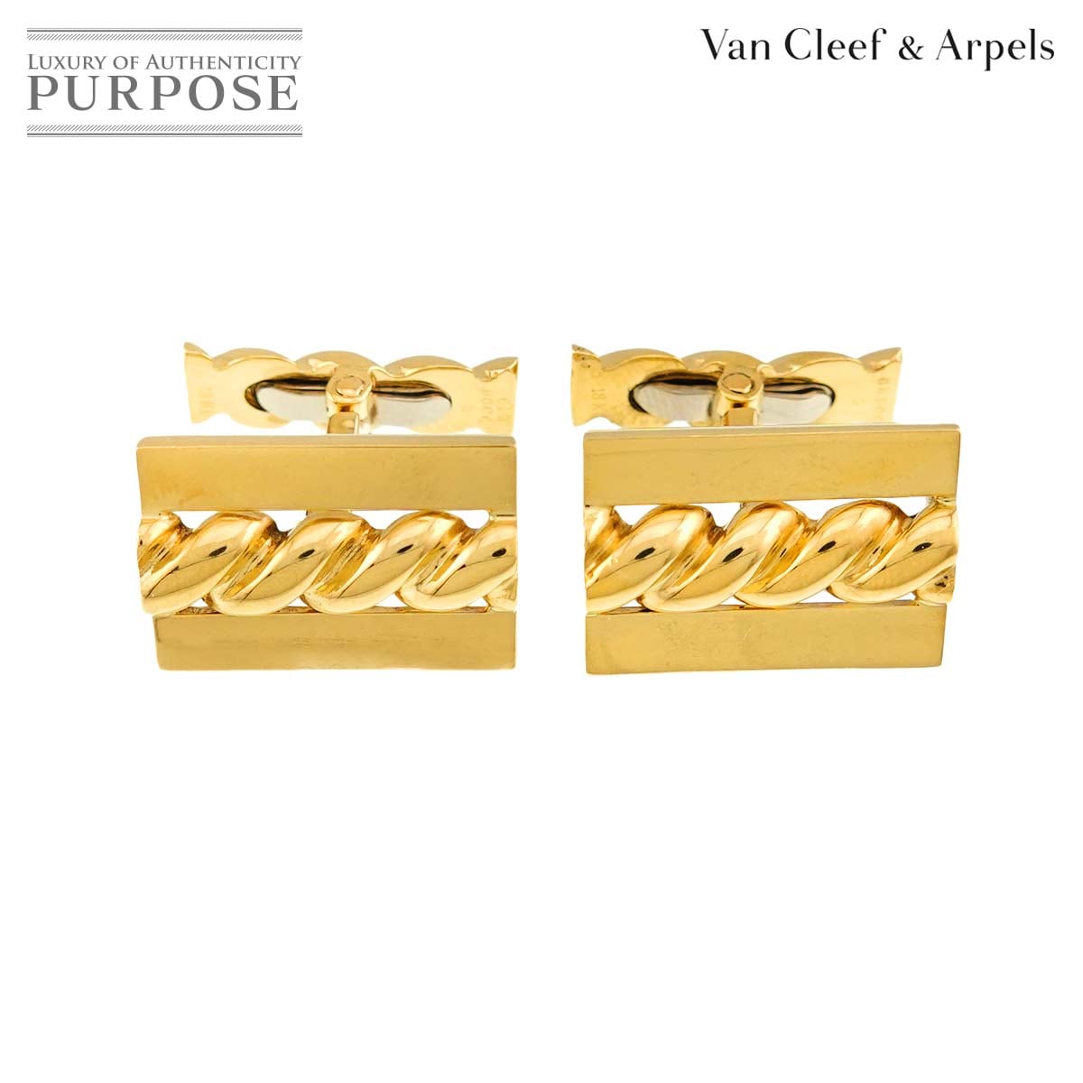 Van Cleef & Arpels カフス K18 YG イエローゴールド 750 Cuff Links ヴァンクリーフ & アーペル 90333764