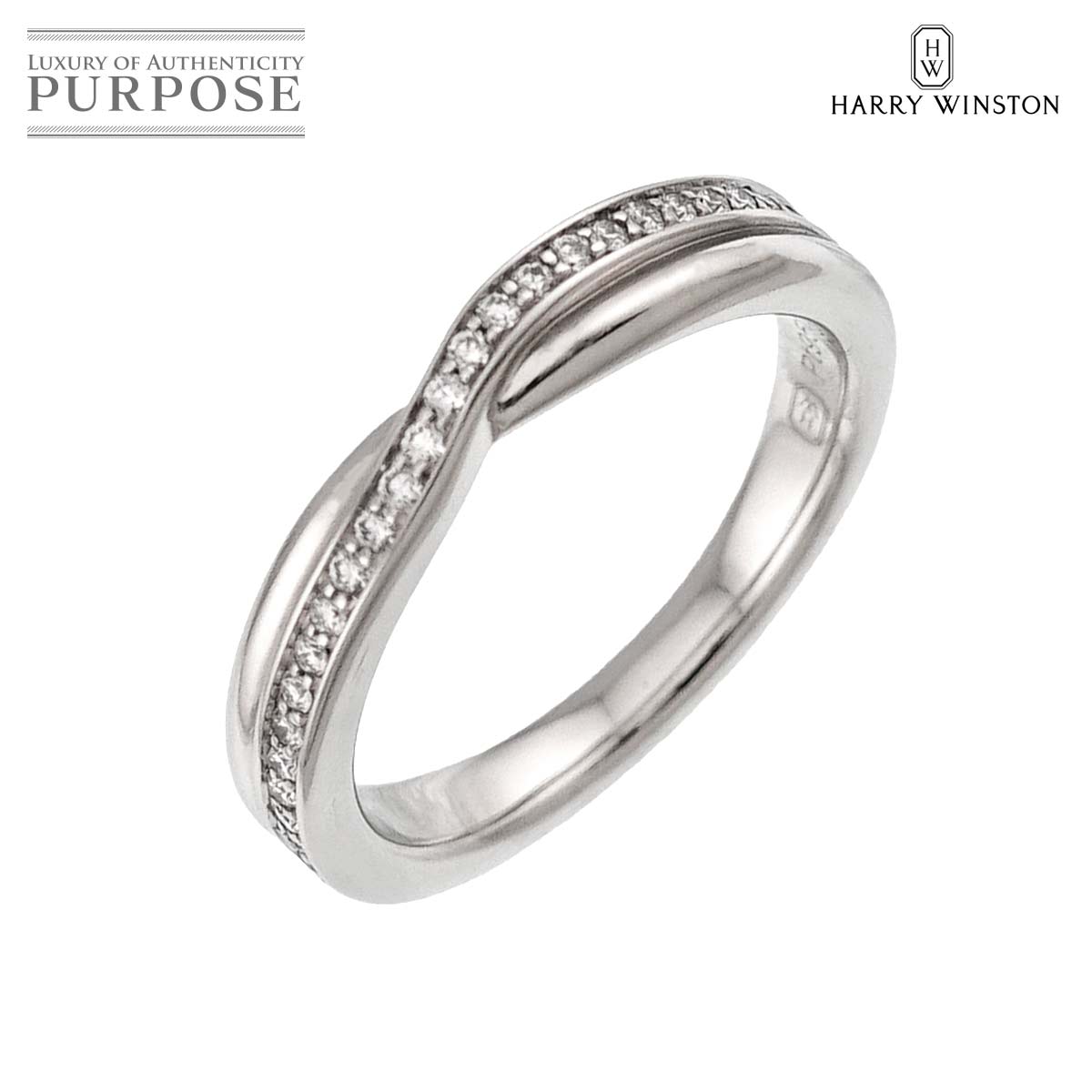 HARRY WINSTON トリスト ワンロウ バンド 8号 リング ダイヤ Pt プラチナ 指輪 Diamond Ring【証明書付き】ハリーウィンストン 90336191