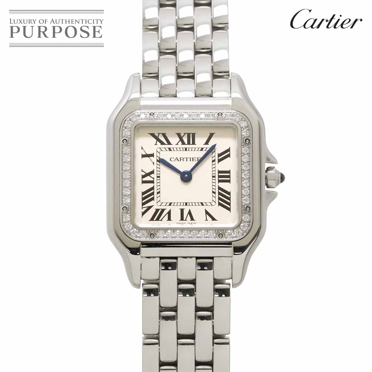 Cartier パンテール ドゥ カルティエ MM W4PN0018 ベゼル ダイヤ ボーイズ 腕時計 シルバー クォーツ Panthere カルティエ 90337642