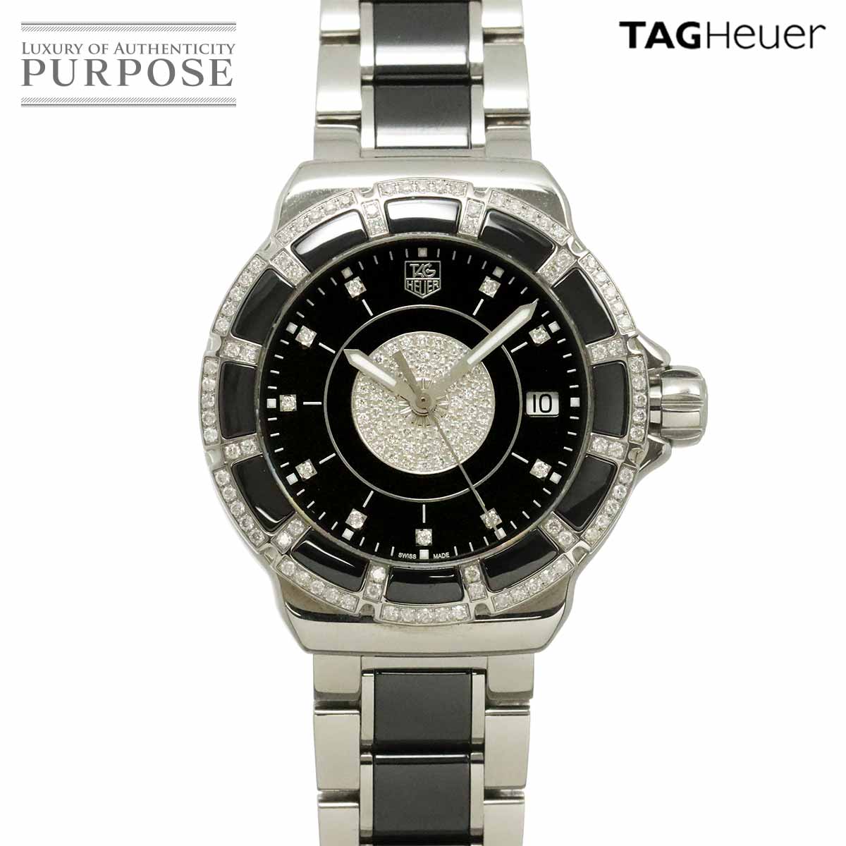 TAG Heuer フォーミュラ1 WAH1219 ベゼルダイヤ レディース 腕時計 デイト ブラック 11P ダイヤ クォーツ ウォッチ Formula 1 タグホイヤー 90338508