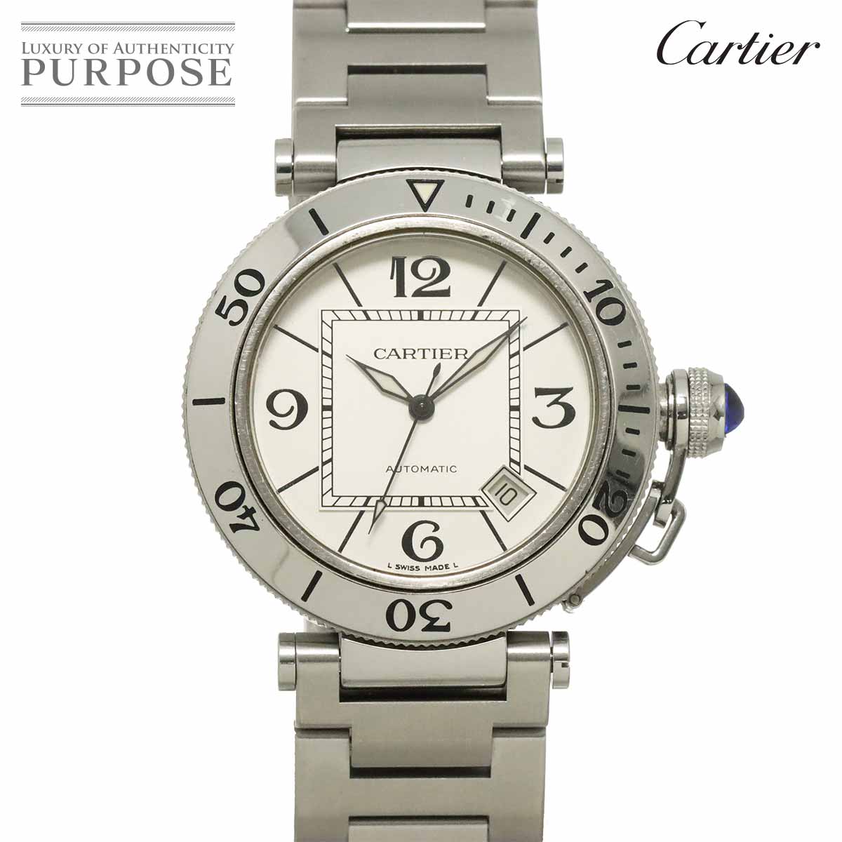 Cartier パシャ シータイマー W31080M7 メンズ 腕時計 デイト シルバー オートマ 自動巻き ウォッチ カルティエ 90338700