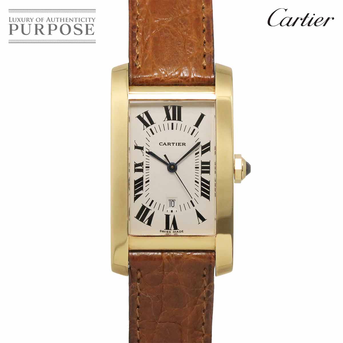 Cartier タンクアメリカン W2600851 ボーイズ 腕時計 デイト アイボリー オートマ 自動巻き ウォッチ Tank American カルティエ 90338745