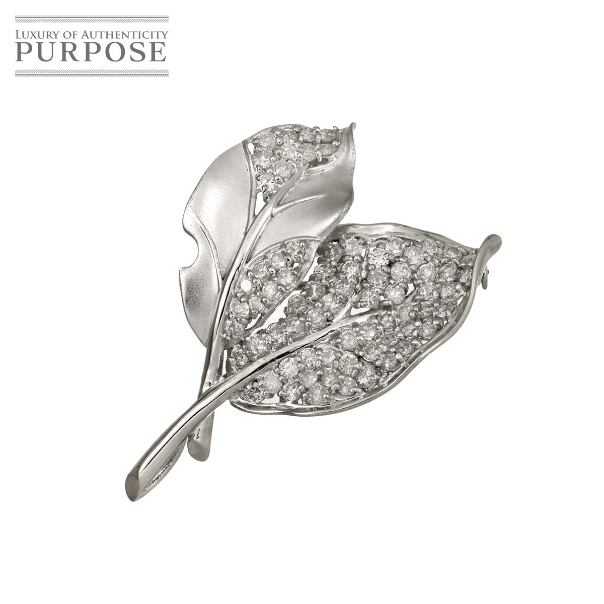 ダイヤ 2.05ct ブローチ ペンダントトップ Pt K14 WG プラチナ 585 Diamond Brooch 90332077