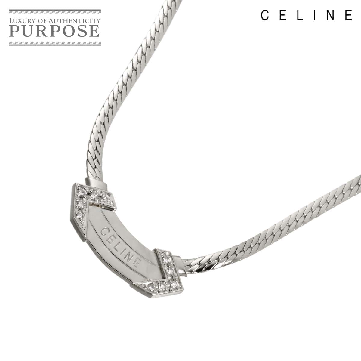 CELINE ダイヤ 0.13ct ネックレス 42cm Pt プラチナ Diamond Necklace セリーヌ 90333036