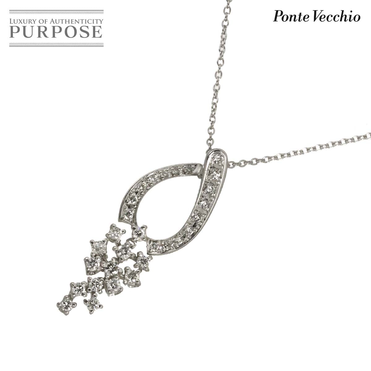 Ponte Vecchio ダイヤ 0.620ct ネックレス 45cm K18 WG ホワイトゴールド 750 Diamond Necklace ポンテヴェキオ 90334002