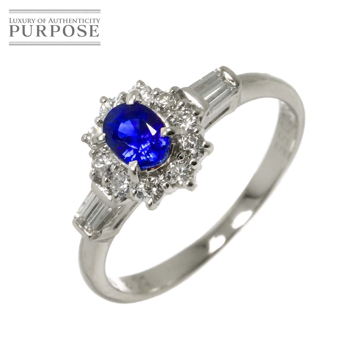 リング 10号 サファイヤ 0.55ct ダイヤ 0.12ct/0.23ct Pt プラチナ 指輪 Sapphire Ring 90333582