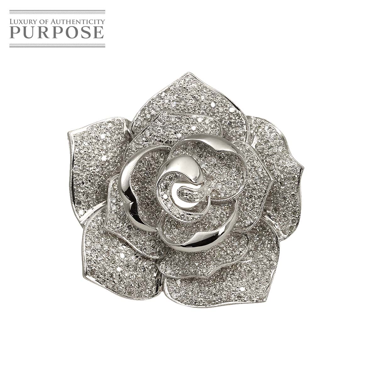 ダイヤ 3.10ct K18 WG ブローチ ペンダント トップ ホワイトゴールド 750 Diamond Brooch 90337424