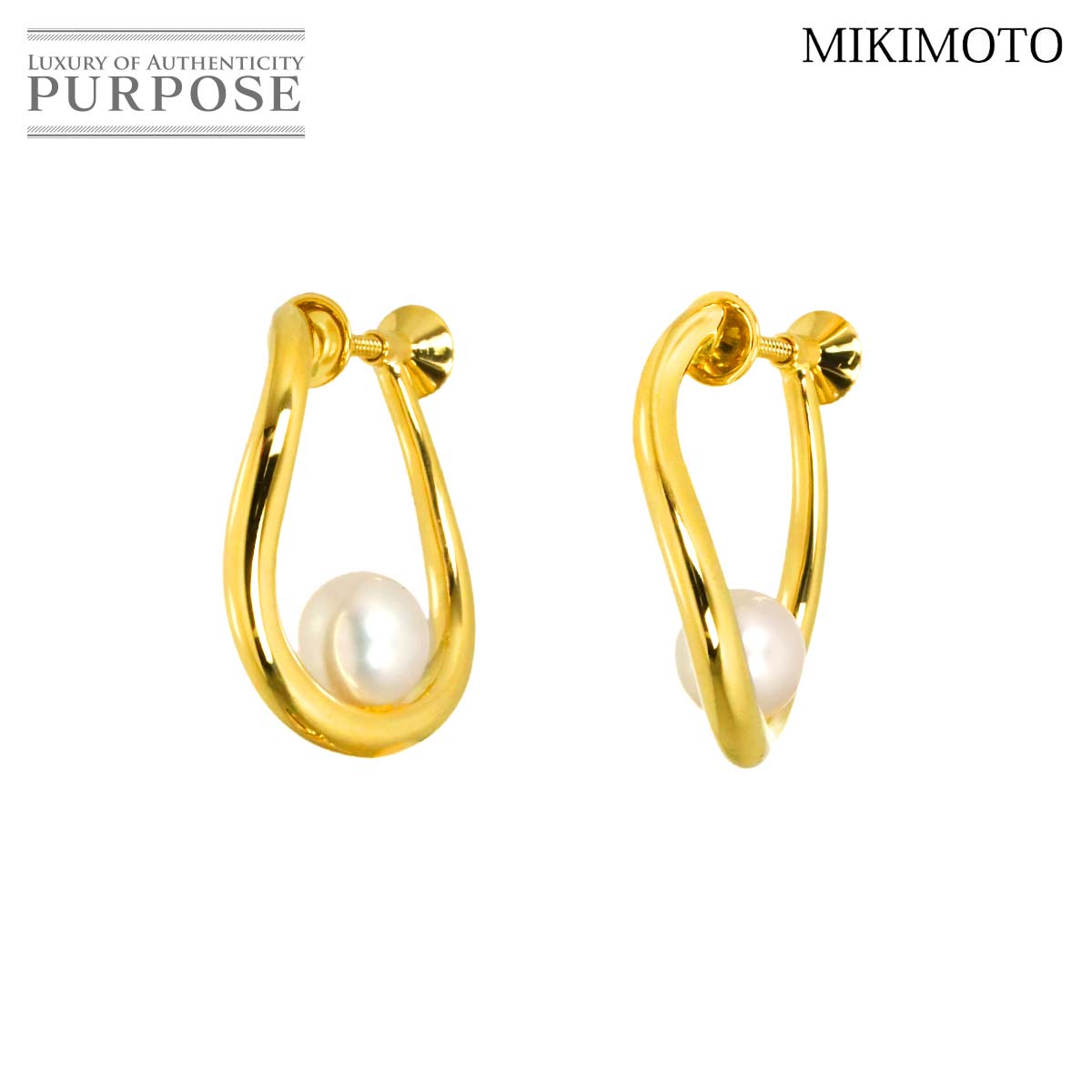 MIKIMOTO アコヤ真珠 6.9-6.7mm イヤリング K18 YG イエローゴールド 750 パール Earrings ミキモト 90330221