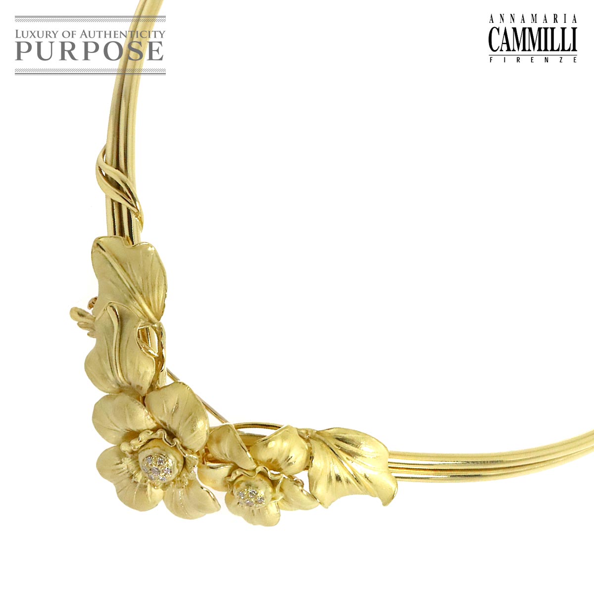 Annamaria Cammilli ダイヤ ネックレス 兼 ブローチ 42cm K18 YG イエローゴールド 750 花 Diamond Necklace Brooch アンナマリア カミリ 90331562