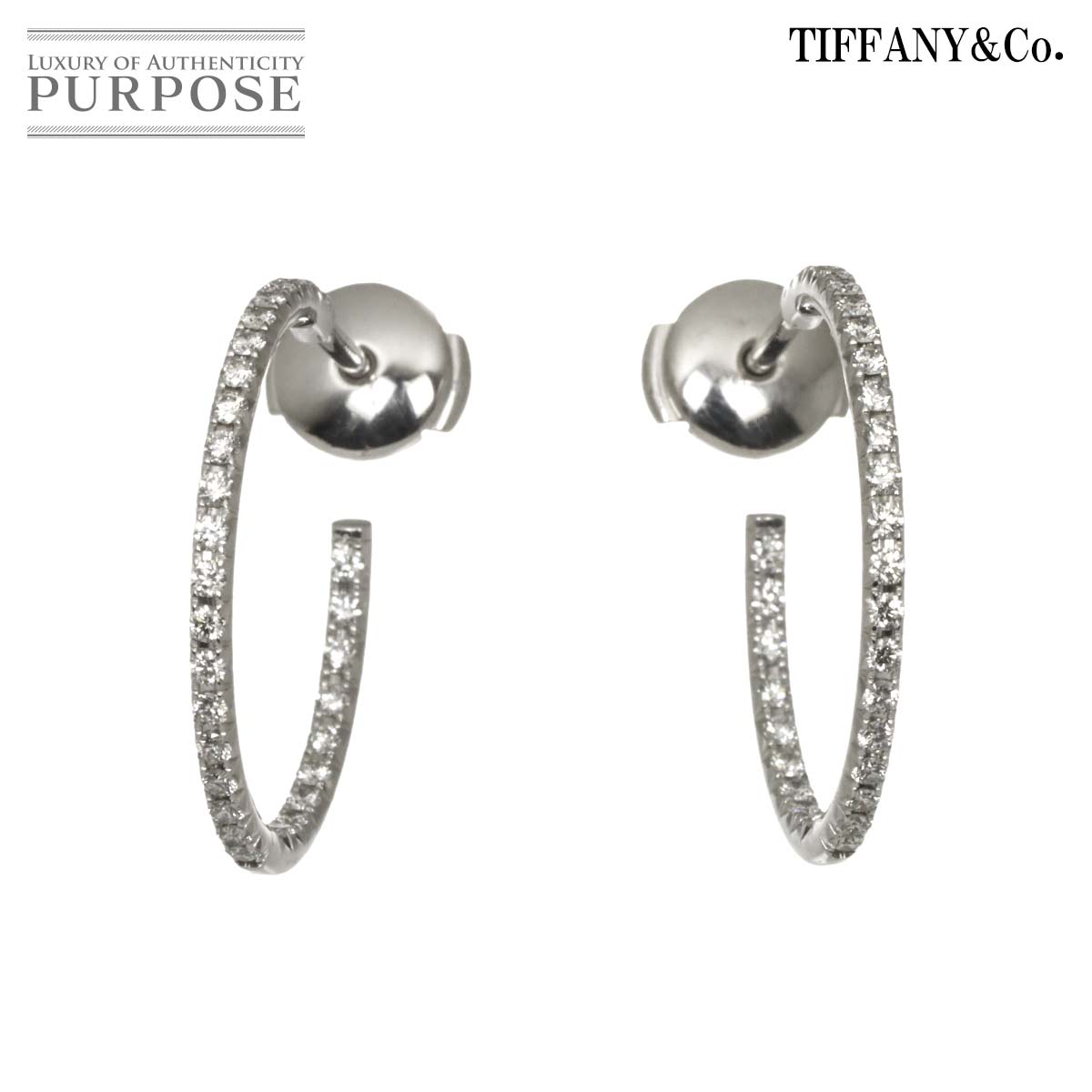 TIFFANY&Co. メトロフープ ミディアム ダイヤ ピアス K18 WG ホワイトゴールド 750 Earrings Pierced ティファニー 90332120