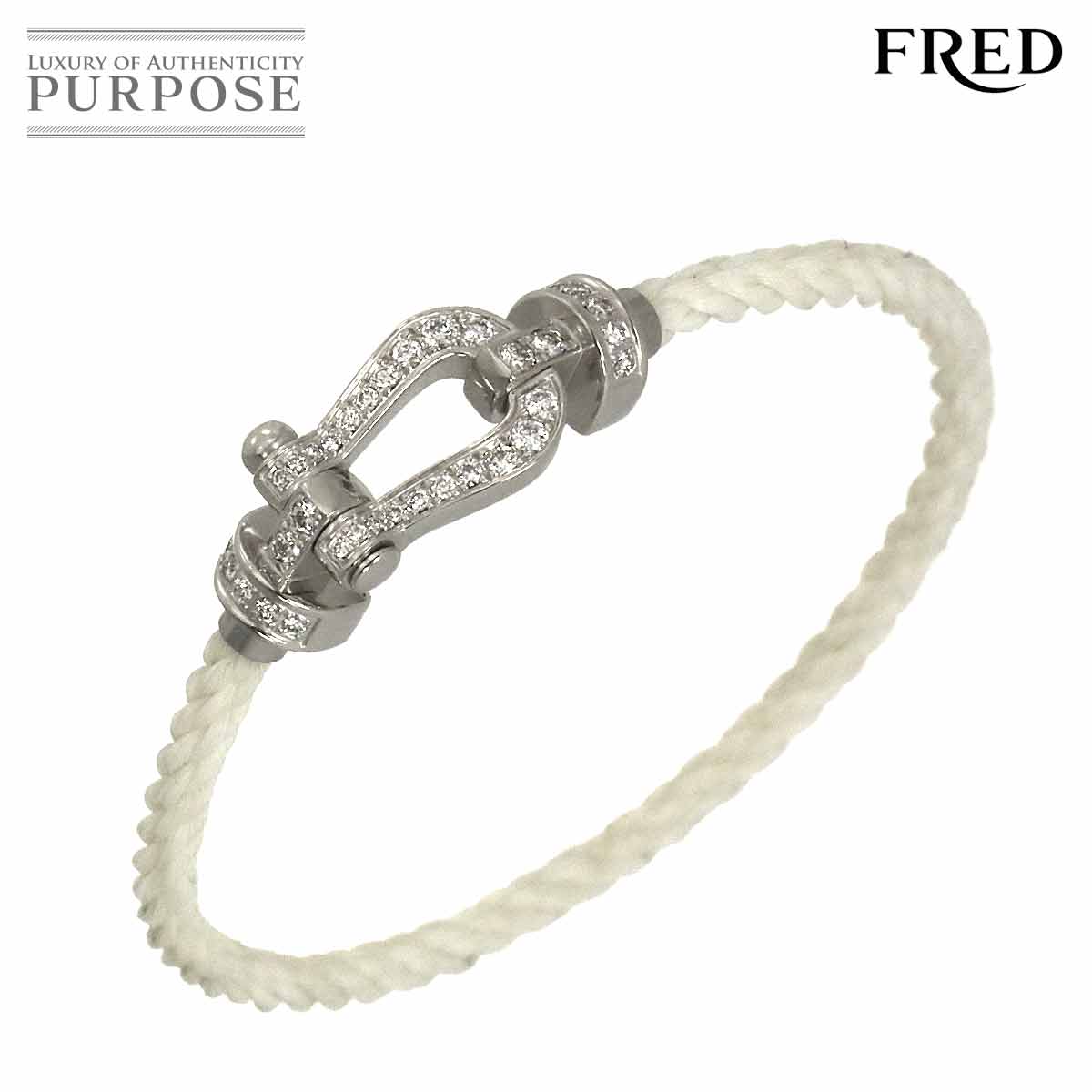 FRED フォース10 ミディアム MM #13 ダイヤ ブレスレット K18 WG ホワイトゴールド 750 ケーブル Force 10 Bracelet フレッド 90333034