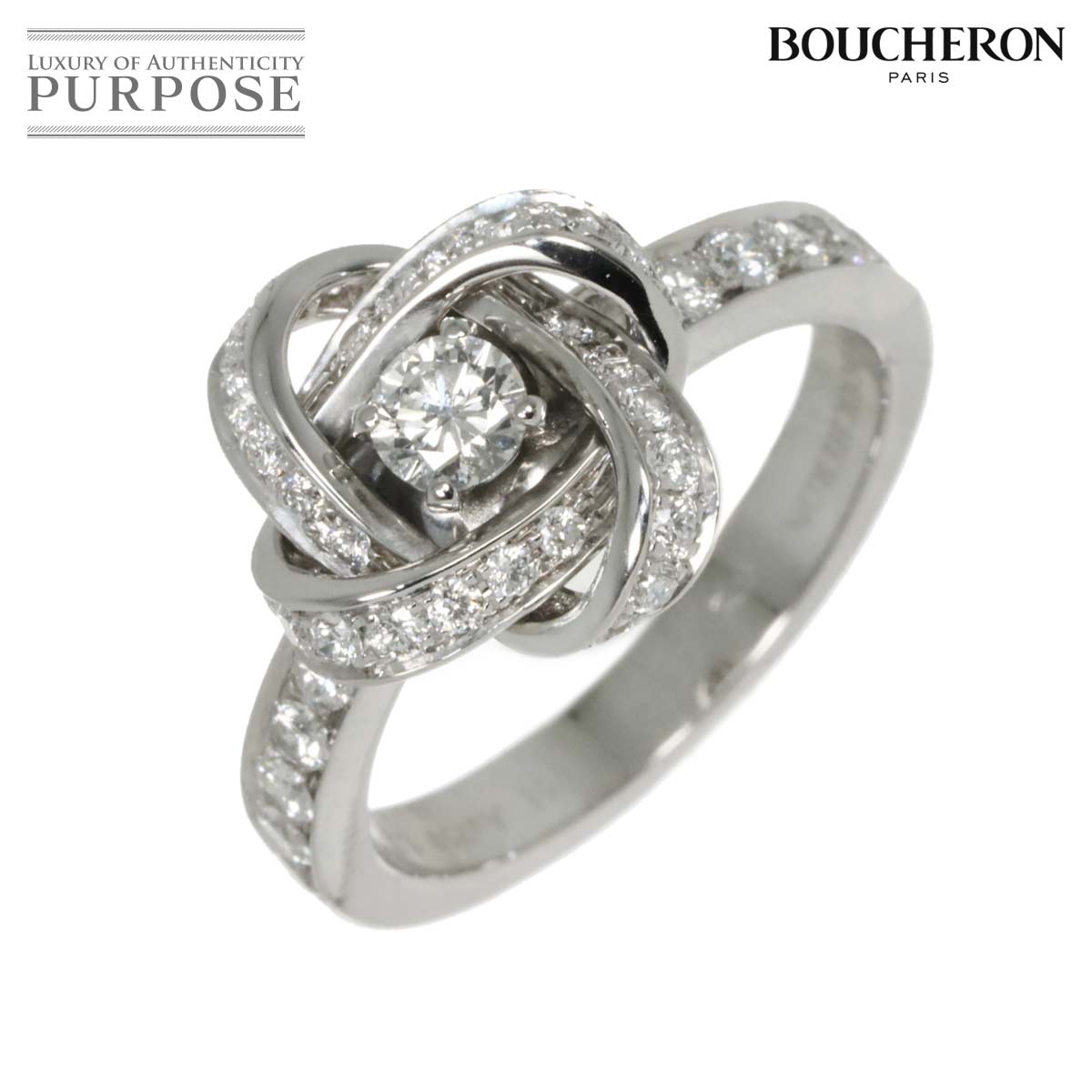 BOUCHERON ピヴォワンヌ #51 リング ダイヤ K18 WG ホワイトゴールド 750 指輪 Diamond Ring【証明書付き】ブシュロン 90334899