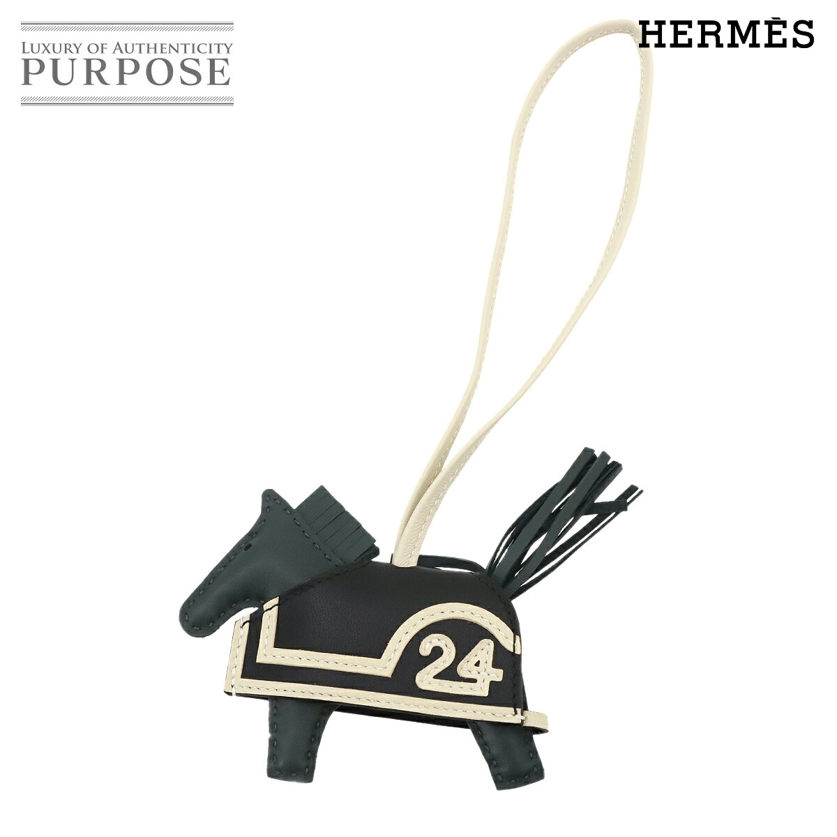 HERMES ロデオ ロベオ 24 PM バッグ チャーム アニョーミロ ヴェールマングローブ ブラック クレ K刻印 Rodeo Robeo PM エルメス 90336508