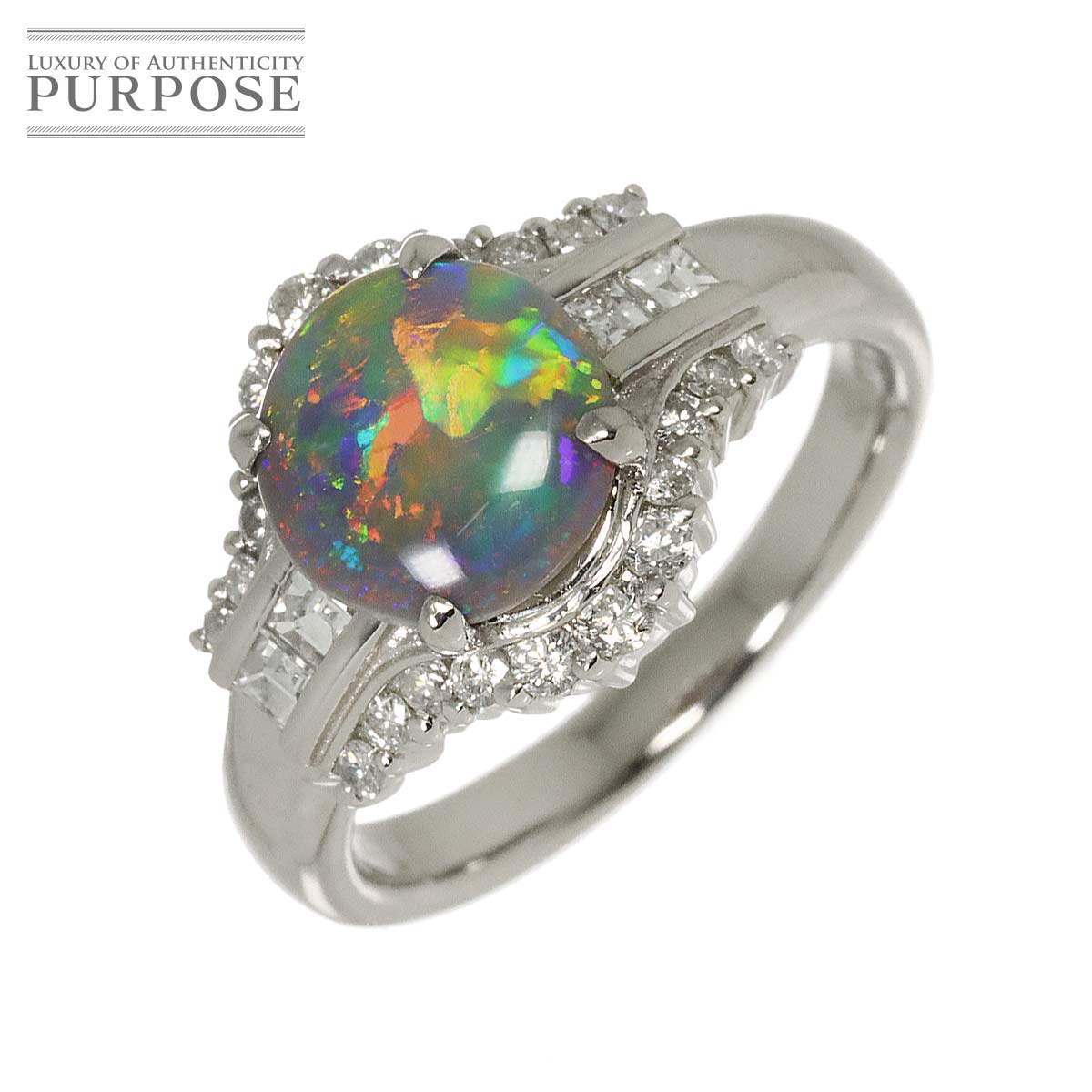 リング 12号 オパール 1.18ct ダイヤ 0.47ct Pt プラチナ 指輪 Opal Ring 90331462
