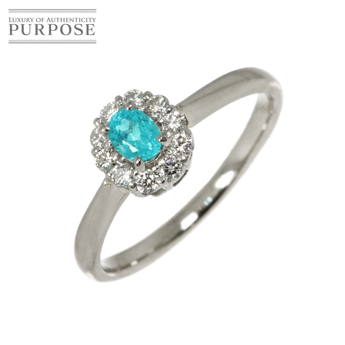 リング 14号 パライバトルマリン 0.20ct ダイヤ 0.20ct Pt プラチナ 指輪 【鑑別書付き】 Tourmaline Ring 90333628