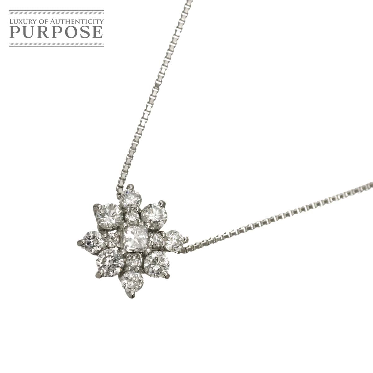 ダイヤ 0.50ct ネックレス 46.5cm Pt プラチナ 【鑑別カード付き】 Diamond Necklace 90338088