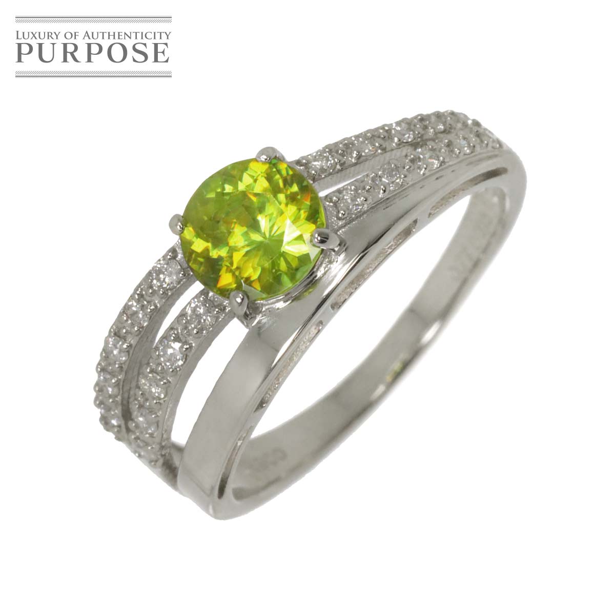 リング 12号 スフェーン 0.77ct ダイヤ 0.15ct Pt プラチナ 指輪 【鑑別書付き】 Sphene Ring 90338173
