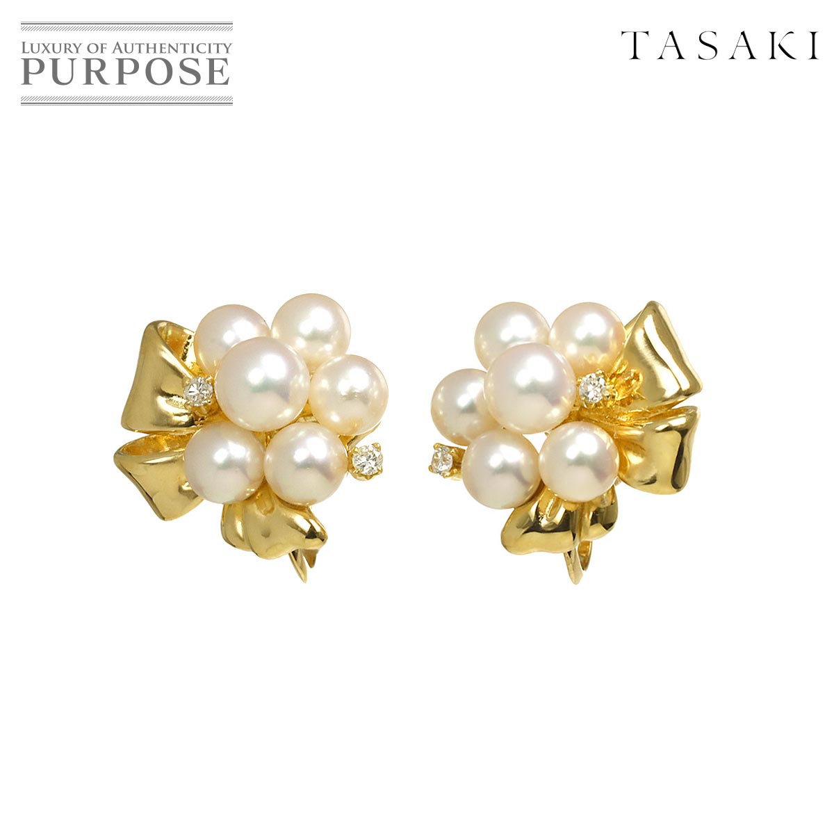 TASAKI ベビーパール 4.7-4.0mm ダイヤ 0.03/0.03ct イヤリング K18 YG イエローゴールド 750 パール 田崎真珠 Earrings  タサキ 90328818