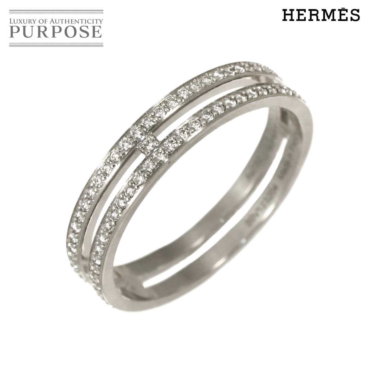 HERMES アリアンヌ PM #51 リング フル ダイヤ 0.30ct K18 WG ホワイトゴールド 750 指輪 Alianne Ring エルメス 90330985
