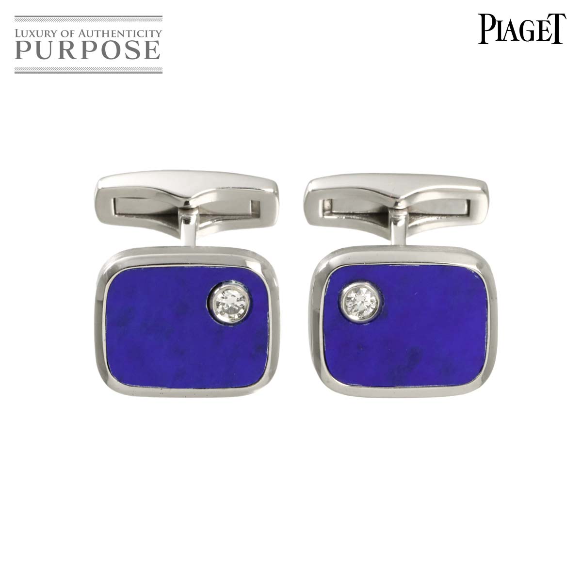 PIAGET ラピスラズリ ダイヤ カフス K18 WG ホワイトゴールド 750 Cuff Links ピアジェ 90332175
