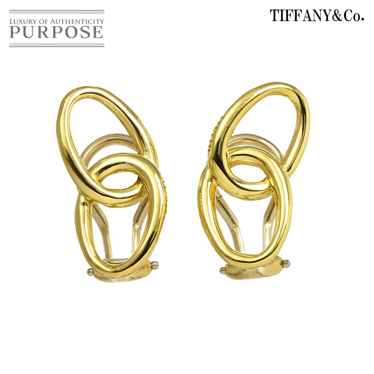 TIFFANY&Co. ダブルループ イヤリング K18 YG イエローゴールド 750 Earrings Clip on ティファニー 90332655