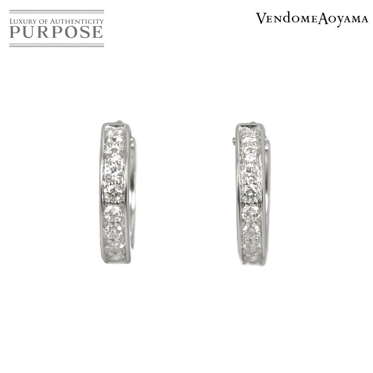 Vendome Aoyama ダイヤ 0.10ct/0.10ct ピアス K18 WG ホワイトゴールド 750 Diamond Earrings Pierced ヴァンドーム青山 90334338