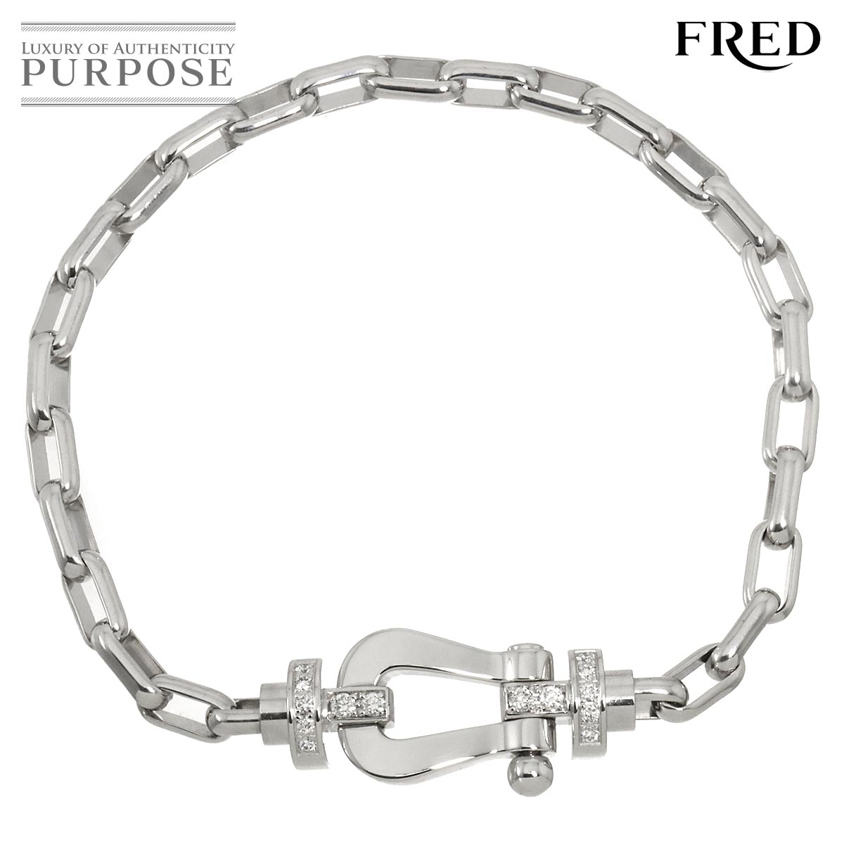 FRED フォース10 ラージ LM ダイヤ ブレスレット #18 K18 WG ホワイトゴールド チェーン 750 Force 10 Diamond Bracelet フレッド 90334967