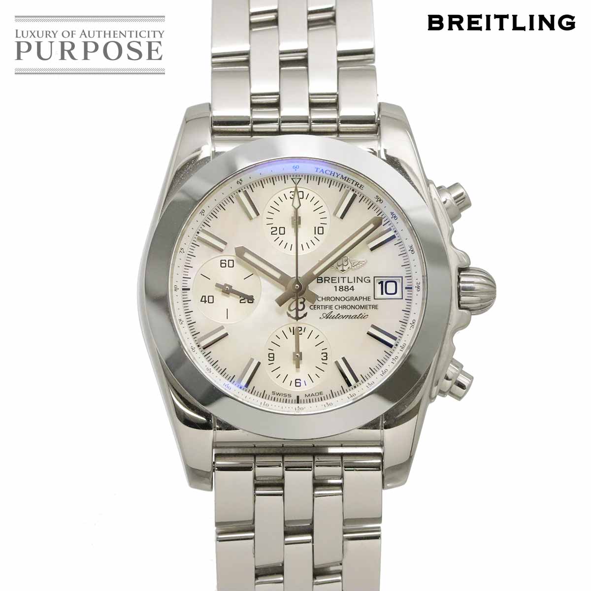 BREITLING クロノマット 38 スリークT W13310 メンズ 腕時計 デイト ホワイトシェル オートマ 自動巻き ウォッチ Chronomat ブライトリング 90340296