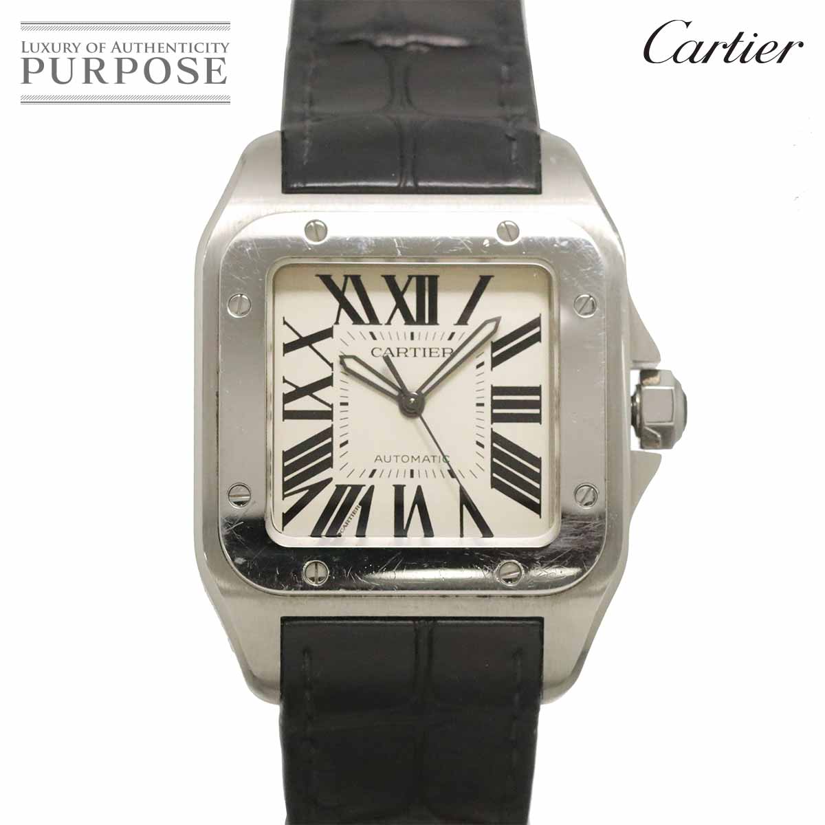Cartier サントス100 LM W20073X8 メンズ 腕時計 シルバー オートマ 自動巻き ウォッチ Santos 100 カルティエ 90340309