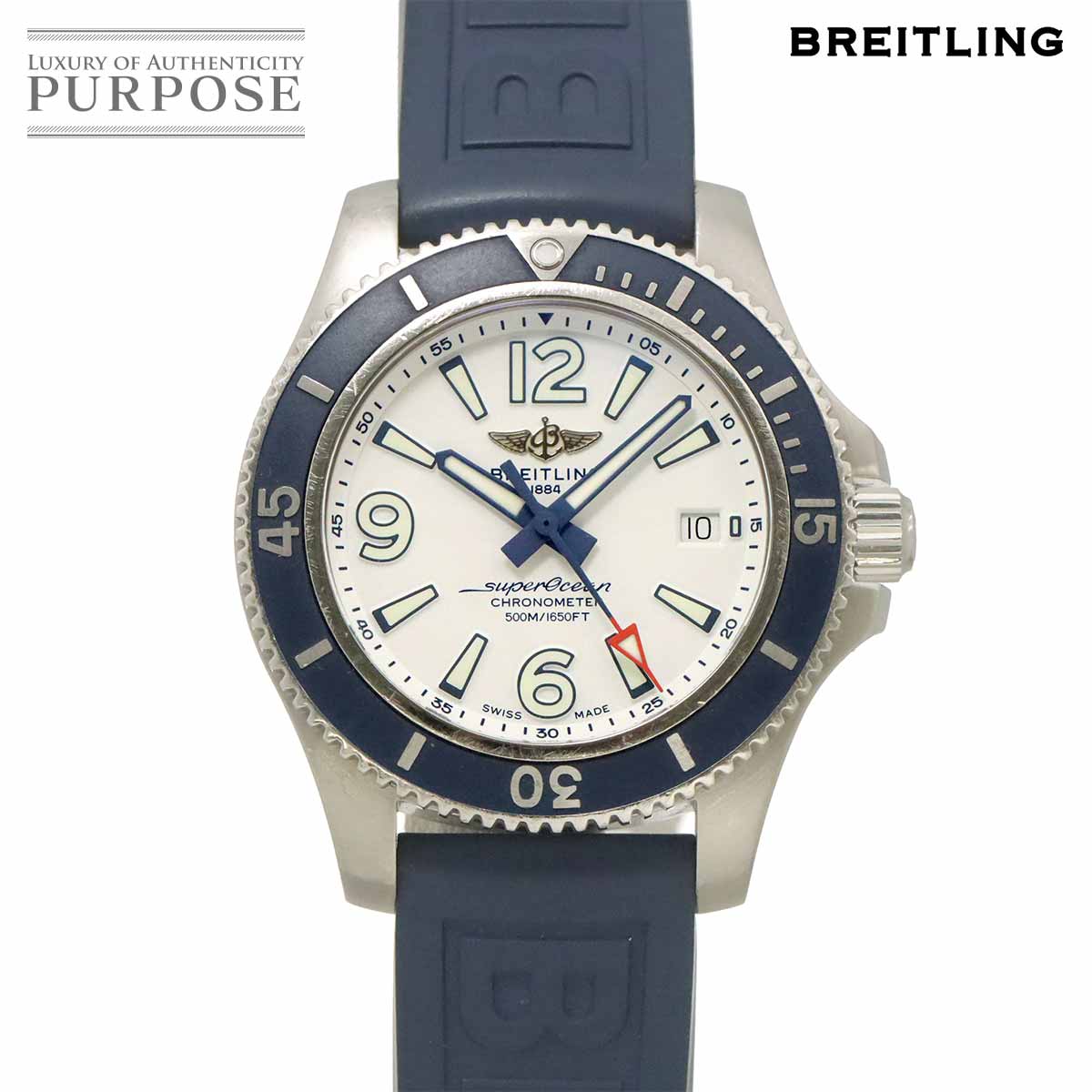 BREITLING スーパーオーシャン 42 A17366 メンズ 腕時計 デイト ホワイト オートマ 自動巻き ウォッチ Super Ocean ブライトリング 90340982